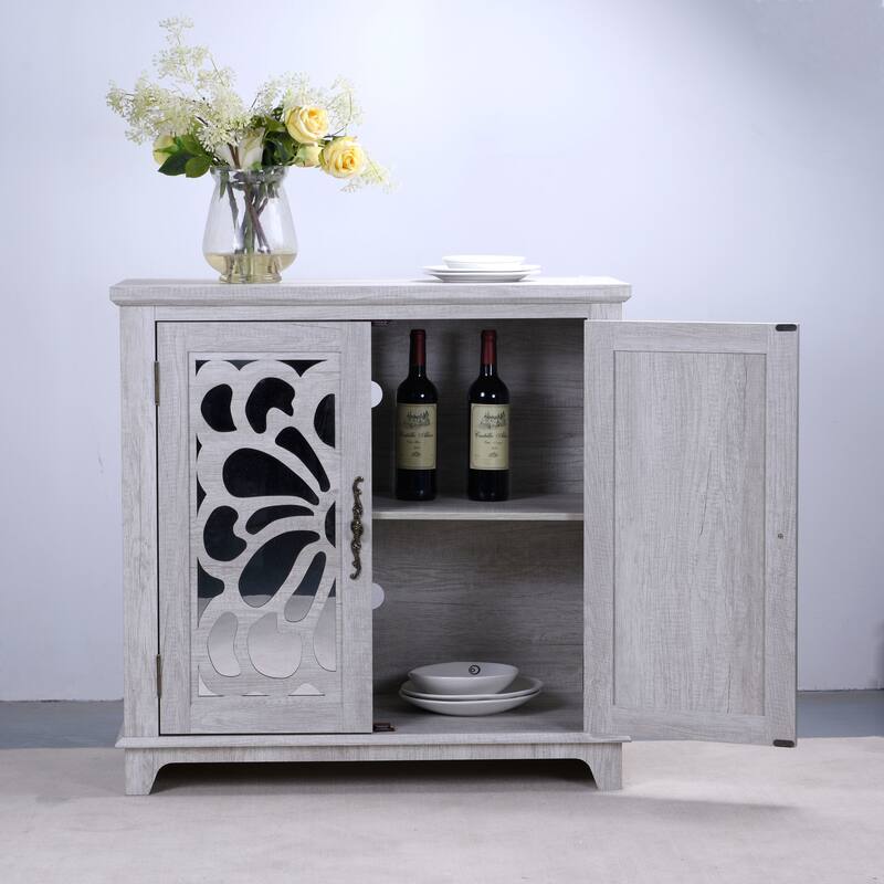 Rossetta Elegant Wooden Intricate Cutout Charming Butterfly Pattern Accent Cabinet with Adjustable Shelf