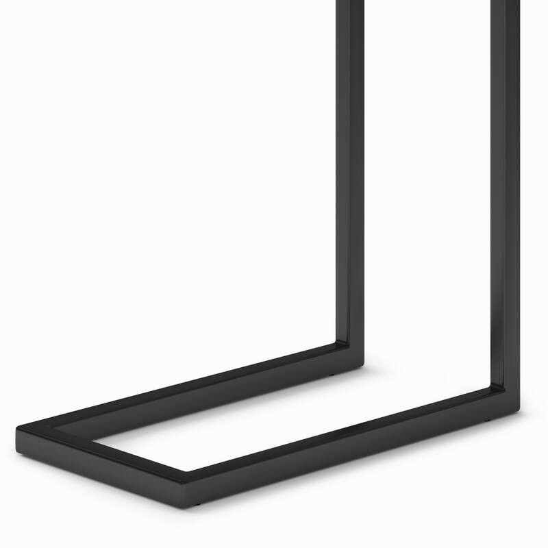 WYNDENHALL Rhonda Industrial 18 inch Wide Metal C Side Table with Marble Top in White, Fully Assembled