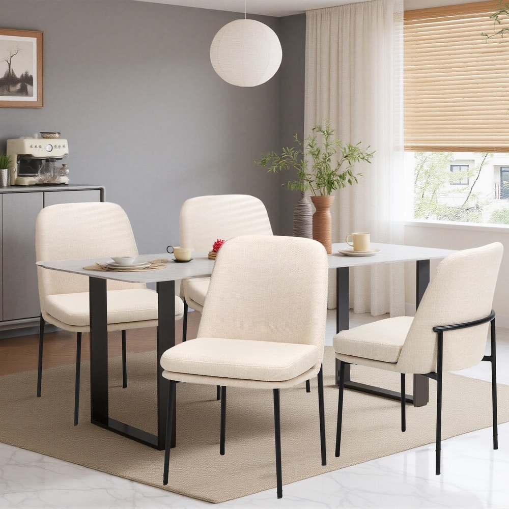 Dining Chairs with Metal Legs, SIde Chairs with Curved Back