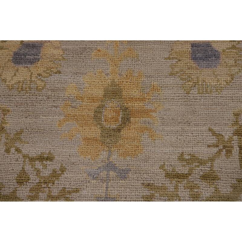 Oushak Turkish Vegetable Dye Area Rug Handmade Beige Wool Carpet - 6'2"x 8'10"