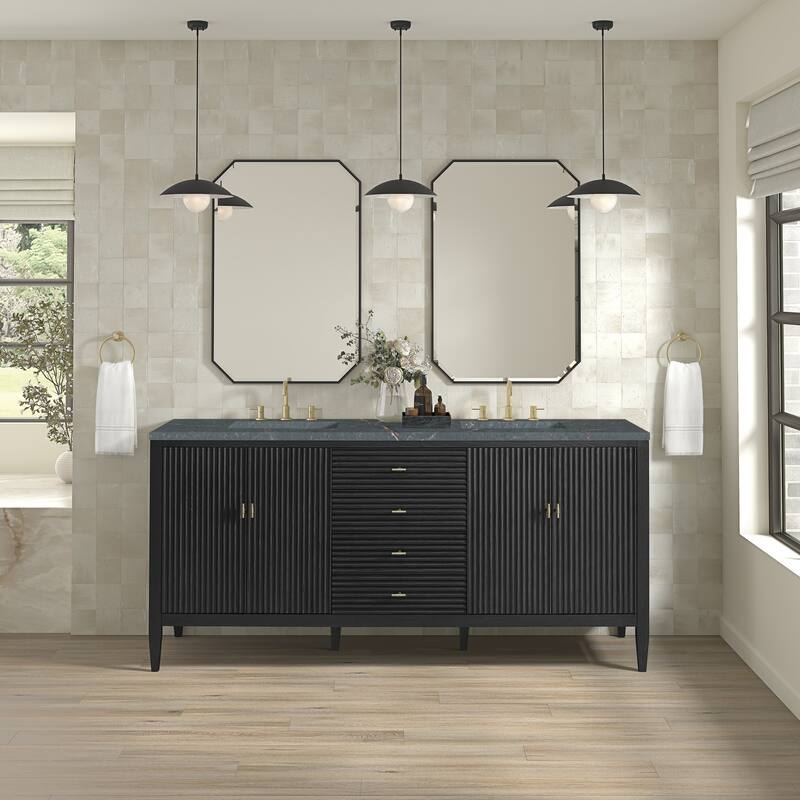 James Martin Vanities 485-V72-3PBL Myrrin 72" Double Basin Wood Vanity