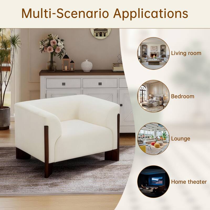 Upholstered Nordic Wide Seat Tuxedo Arms Barrel Chair Set of 2