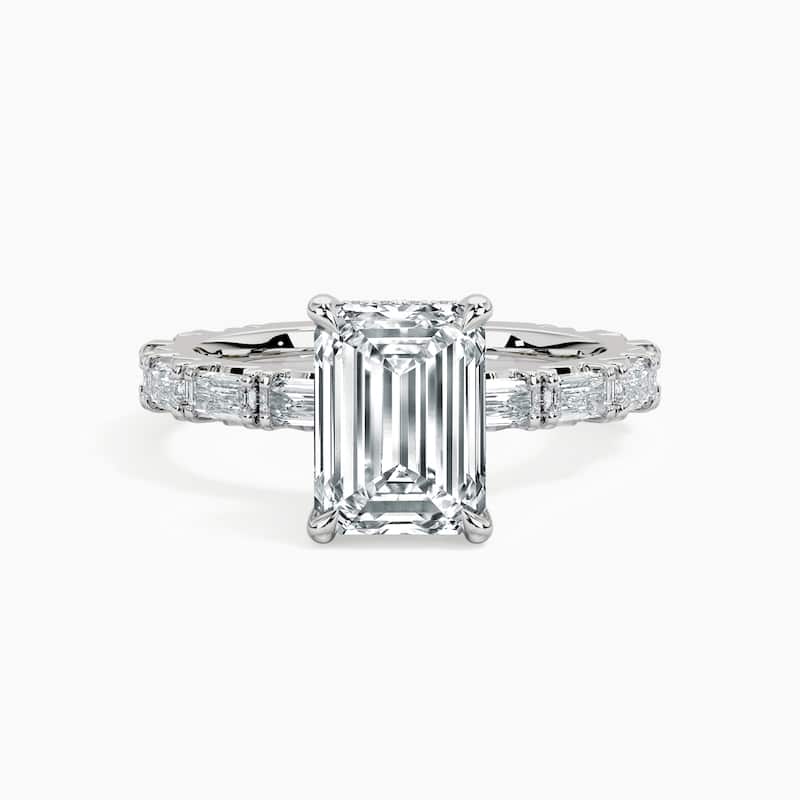 Auriya 14kt White Gold Lab Grown Emerald Diamond Engagement Ring with East-West Emerald Cut Diamond Accent (F-G, VS) - 6.5 - 1.25 ct. center