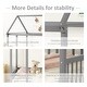 preview thumbnail 5 of 37, Full Size Floor Wooden House Bed with House Roof Frame and Safety Guardrails For Home
