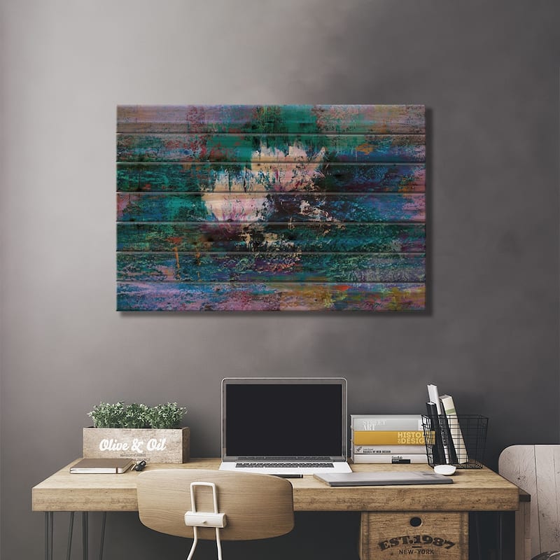 Water Lilies II Print On Wood by Olena Bogatska - Multi-Color