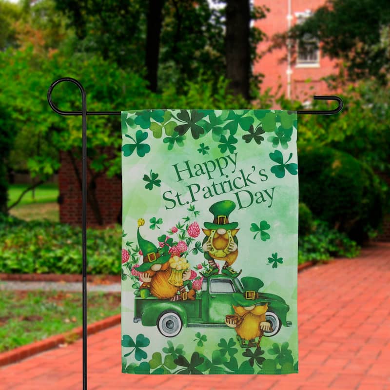 Joyful Leprechauns "Happy St. Patrick 's Day" Garden Flag 18" x 12.5"