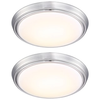 2 Pack 13-Inch LED Brushed Nickel Flush Mount Ceiling Light - 13" x 13 ...