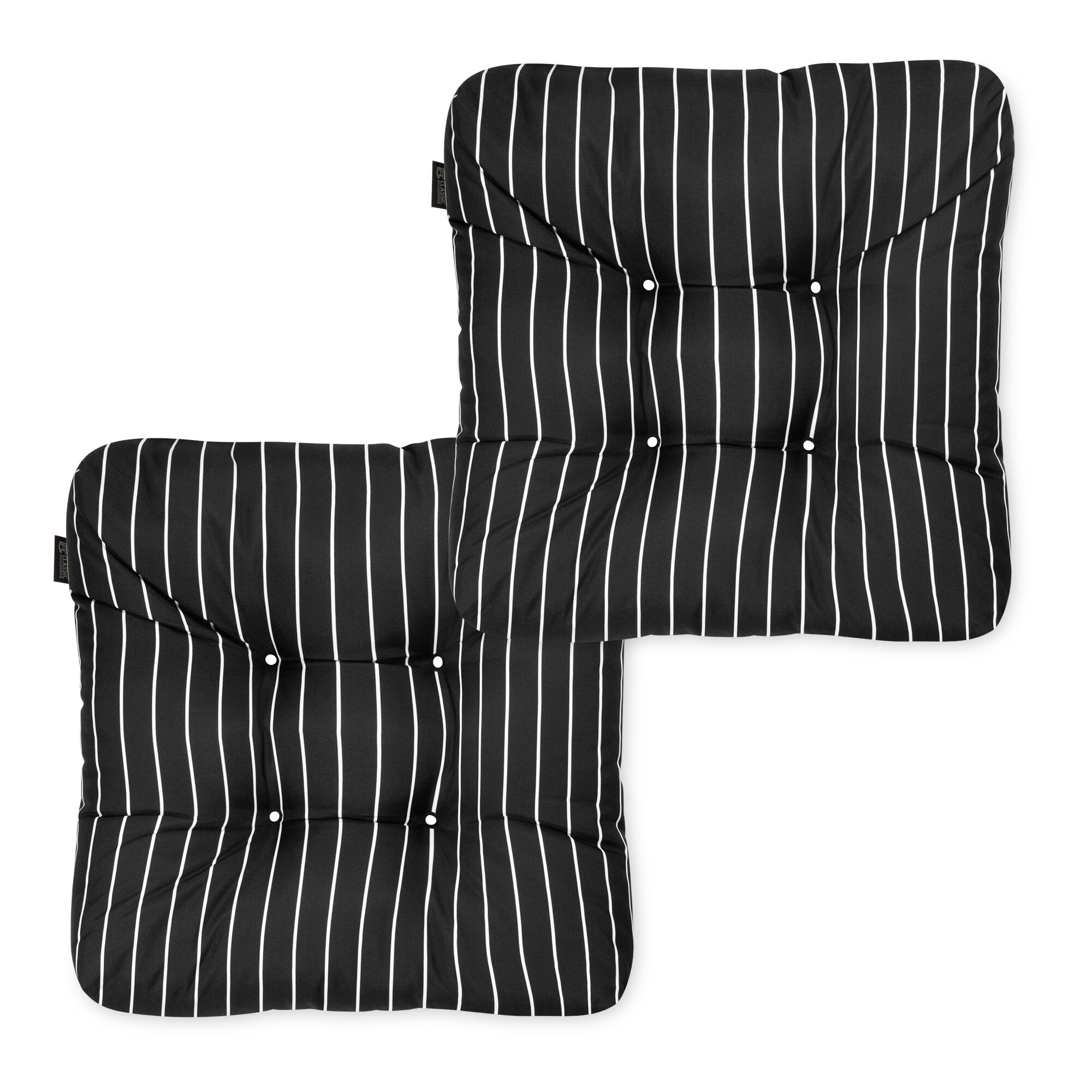 Classic Accessories 62 257 010402 2PK Classic Patio Seat Cushion 2 Pack Black Ink Stripe 19 W