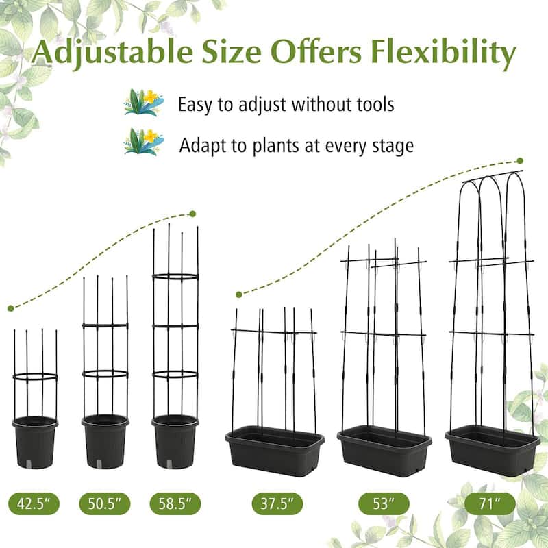 Gymax 2 Pack Garden Planters w/ Trellis Adjustable Height &