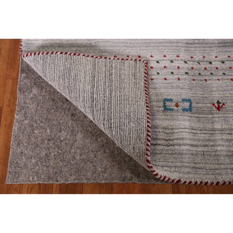 Hand Knotted Oriental 100% Wool Carpet Tribal Animal Pictorial Greys & Charcoal Gabbeh Area Rug - 9' 10'' X 7' 10''