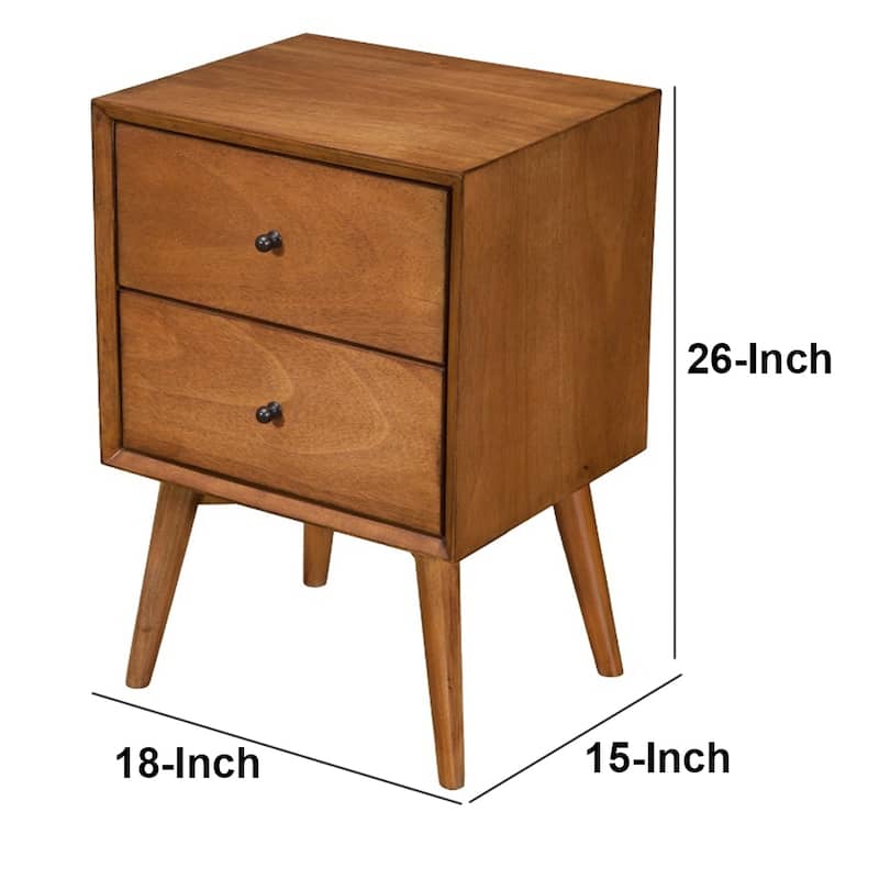 Mid Century Mahogany Wood Nightstand, Acron