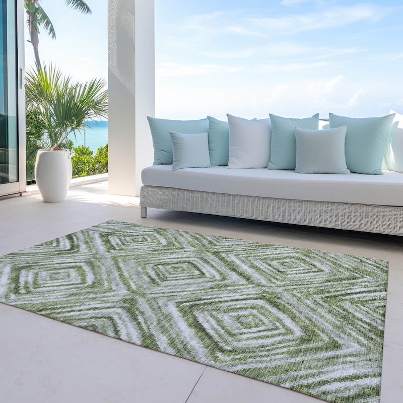 Machine Washable Indoor/ Outdoor Chantille Moroccan Boho Contemporary Rug - Aloe - 10' x 14'