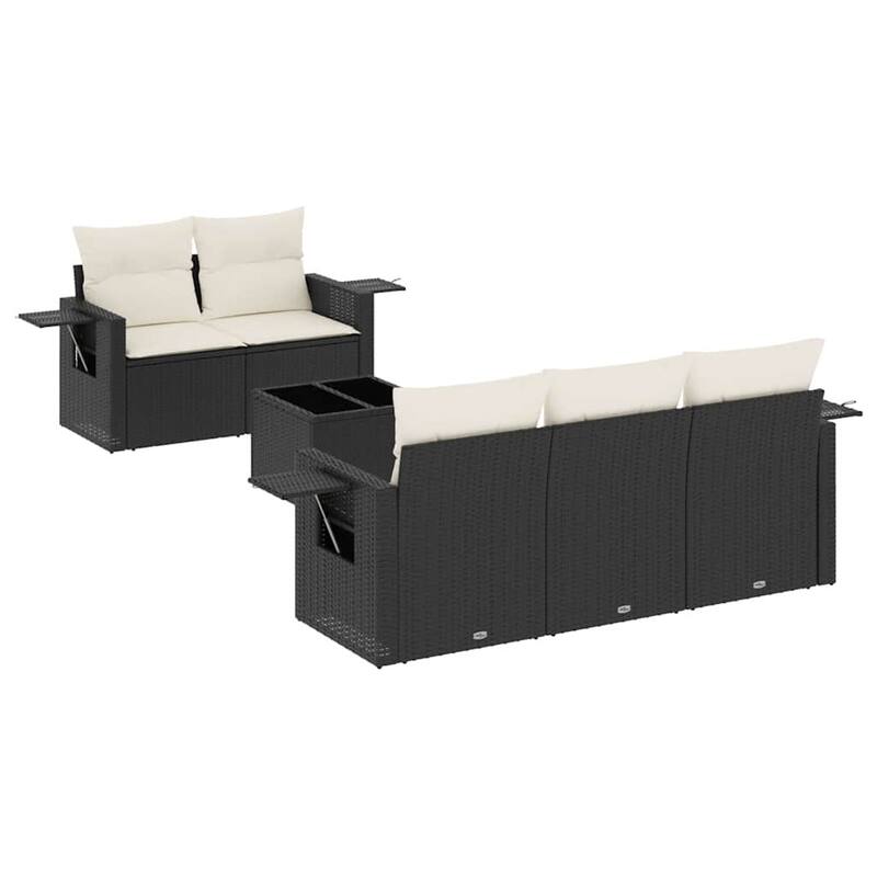 vidaXL Garden Sofa Set Black and Cream White - 21.7 x 21.7 x 14.6