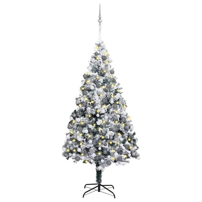 vidaXL Artificial Christmas Tree Green 70.9" PVC and Steel and Plastic - 45 x 45 x 71
