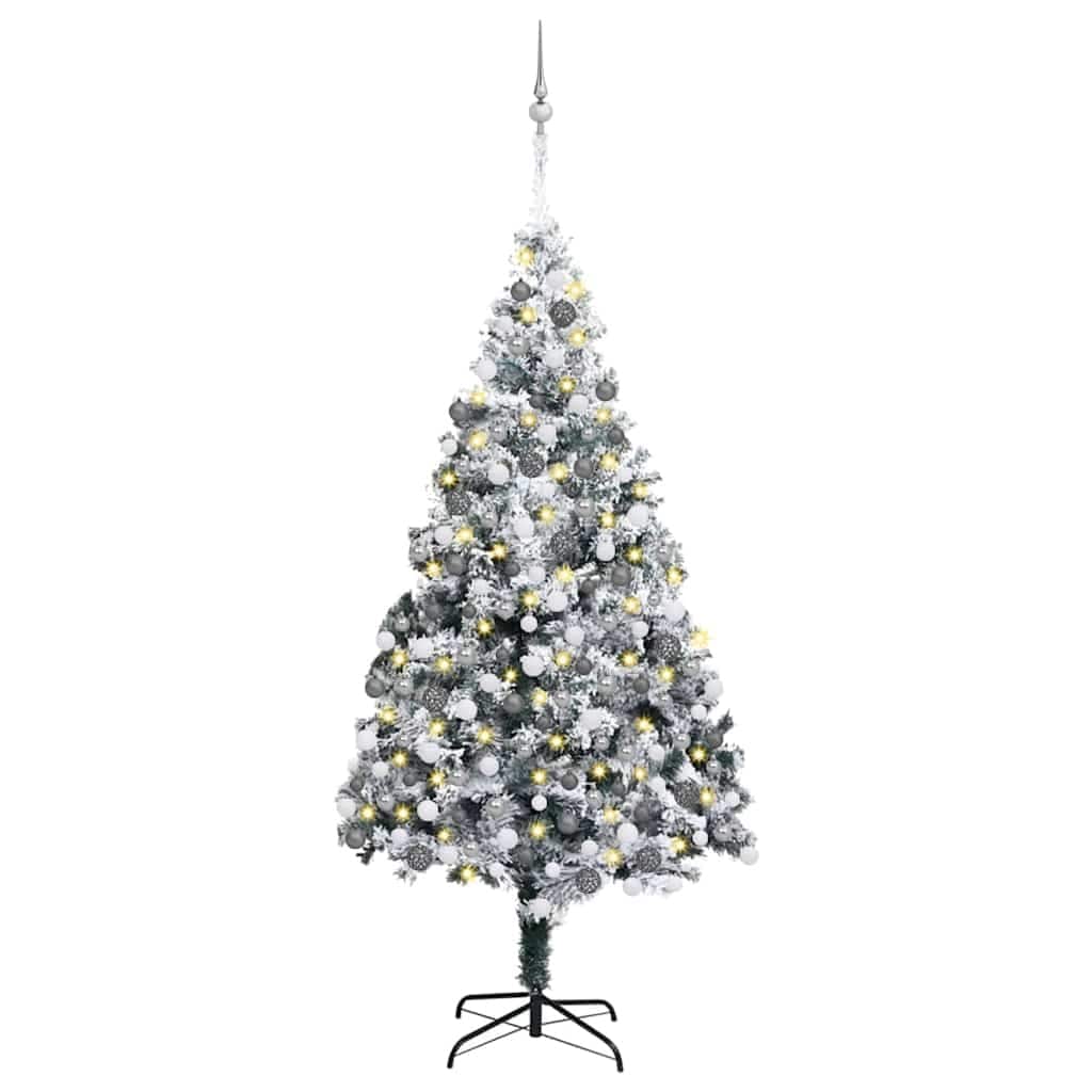 vidaXL Artificial Christmas Tree Green 70.9" PVC and Steel and Plastic - 45 x 45 x 71
