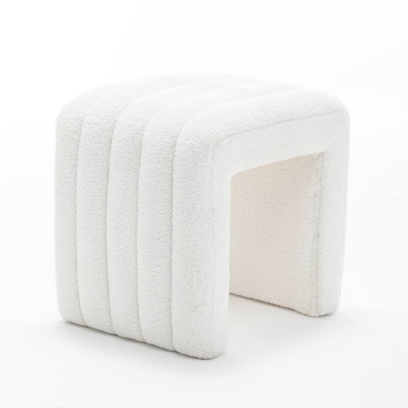SEYNAR Modern Glam Teddy Velvet Upolstered U-Shaped Ottoman