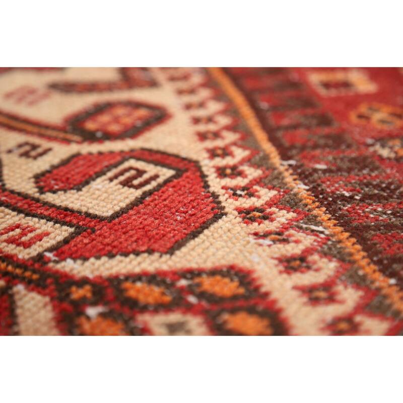 Tribal Red Bakhtiari Persian Vintage Area Rug Handmade Wool Carpet - 6'7"x 10'2"
