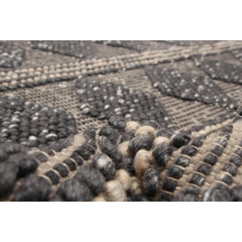 ECARPETGALLERY Braid weave Sienna Grey Wool Rug - 6'0 x 9'0