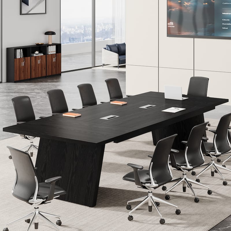 8FT Industrial Farmhouse Conference Table with Cable Management