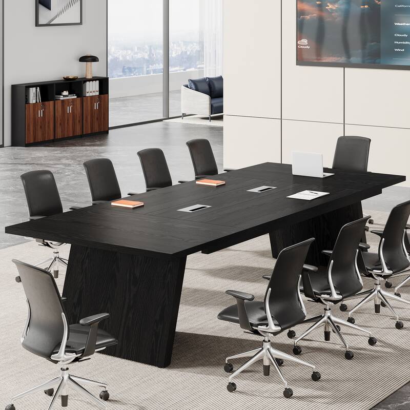 8FT Large Farmhouse Conference Table with Cable Management