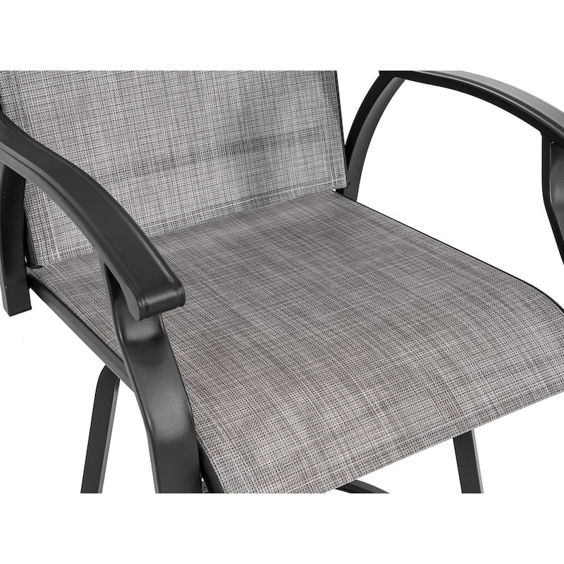 Patio 5-Piece Bar Set with Umbrella Hole, Swivel Textilene Bar Stools