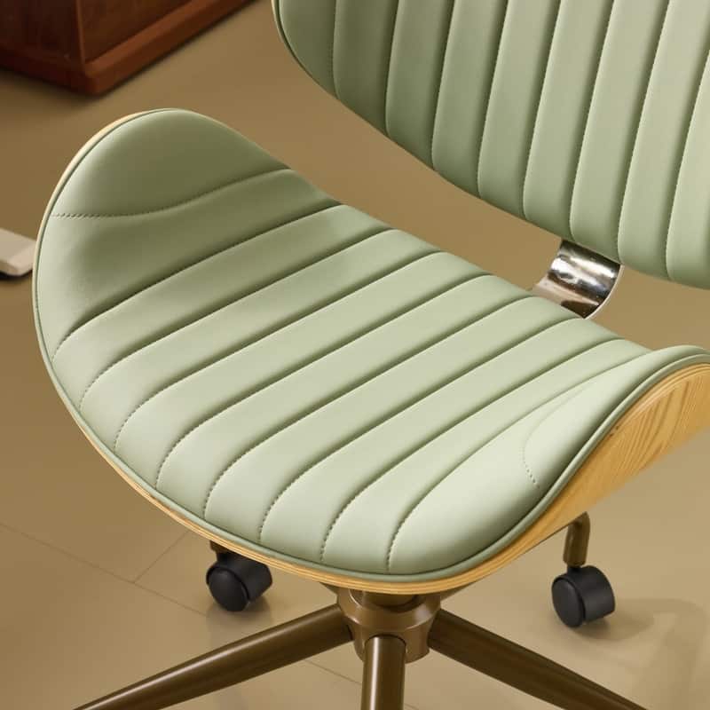 PU Curved Office Chair With Antique Bronze Base