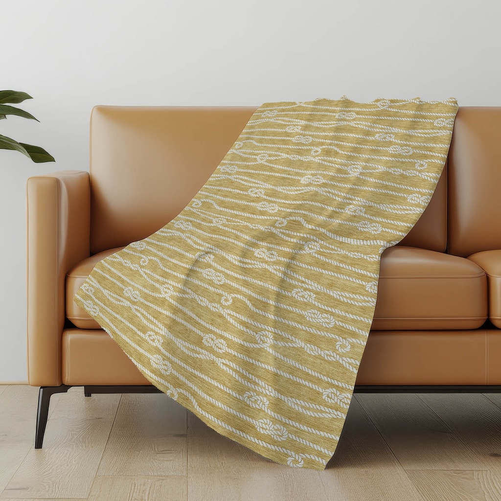 Premium Machine Washable ASB152 Nautical Rope Sherpa Throw Blanket