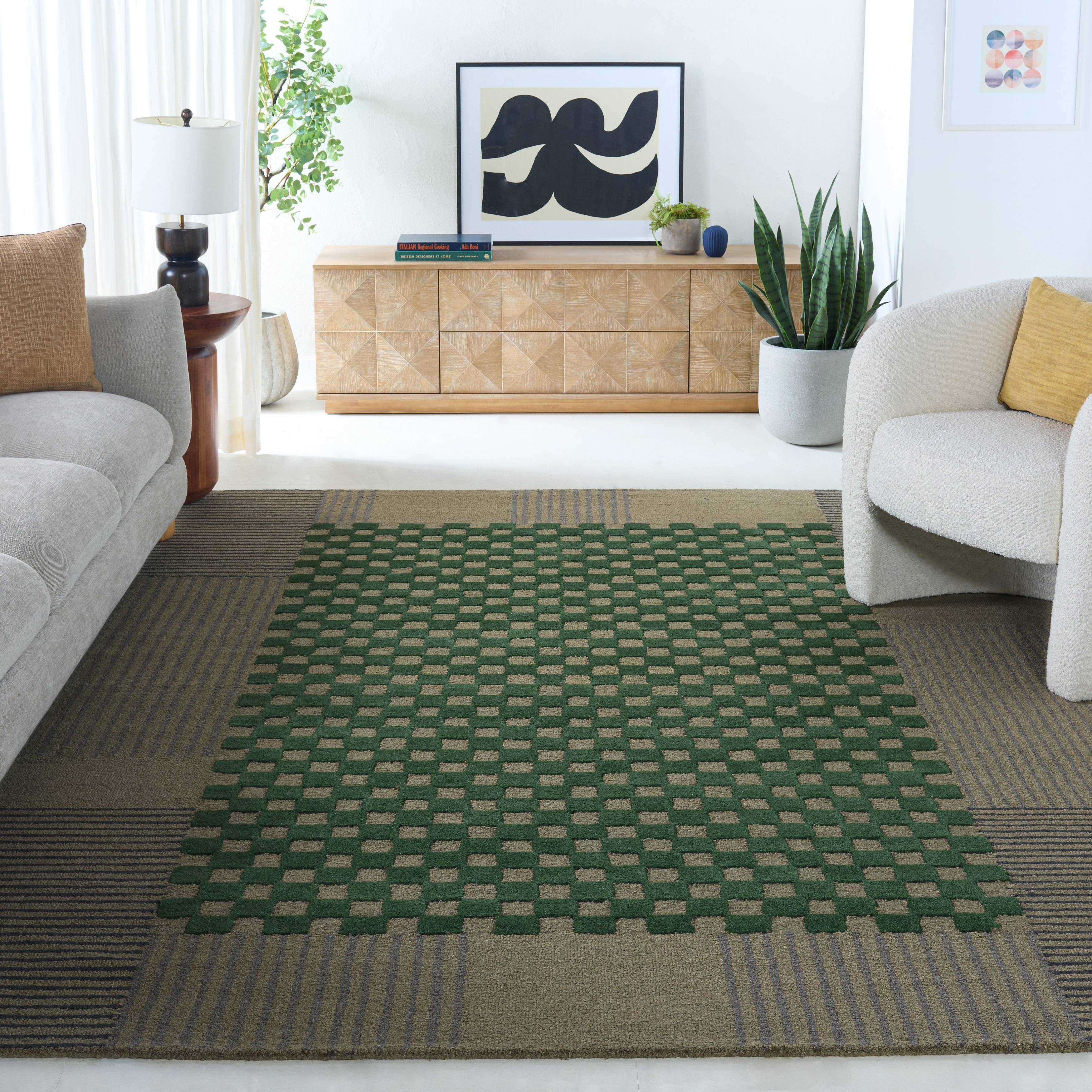 SAFAVIEH Handmade Genre Kiek Checkered Wool Rug