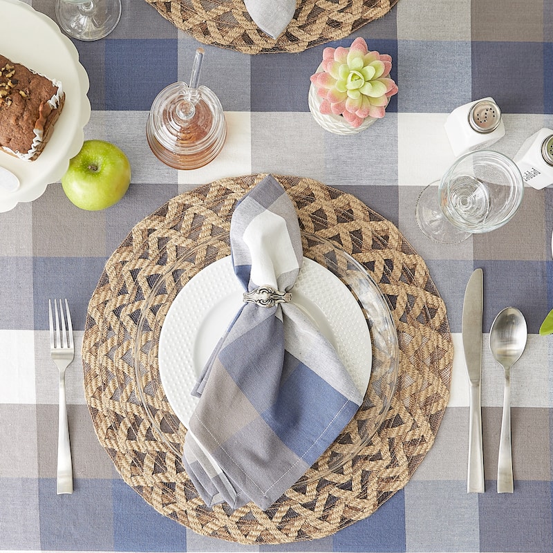 DII Tri Color Check Tablecloth 70 Round