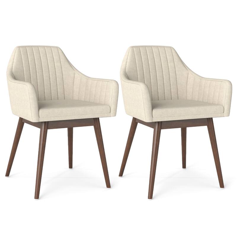 Gymax Set of 4 Dining Chairs Upholstered Kitchen Table Chairs w/ Solid