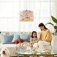 preview thumbnail 5 of 5, 15 ft clear cord hanging light flower pendant light linen fabric kitchen island light