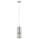 preview thumbnail 1 of 0, Eglo Carmelia 1-Light Satin Nickel Mini Pendant with Brushed Nickel