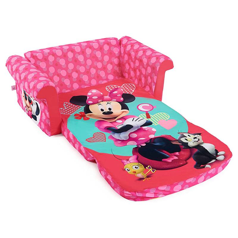 Marshmallow Furniture 2-in-1 Kids Flip Open Sofa Furniture Couch, Minnie Mouse - 2.5