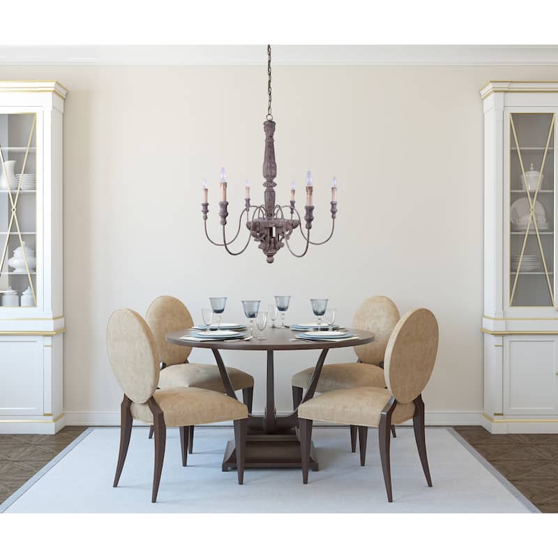 Antique Wood and Metal Chandelier