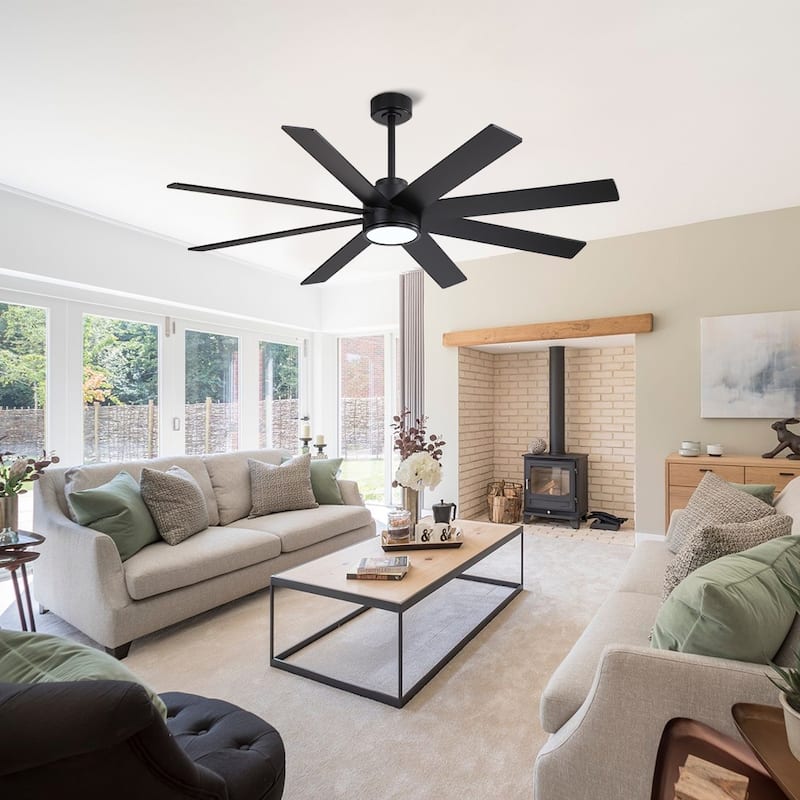 MLiAN 72 in. 8 Plywood Blades Indoor LED Ceiling Fan With Remote...... - Black