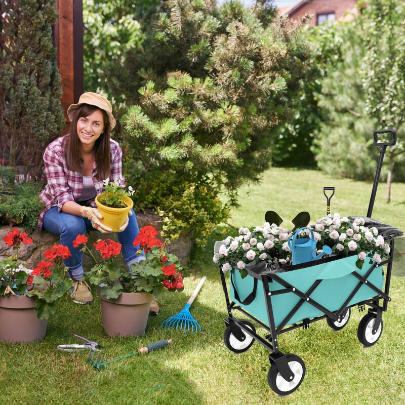 Heavy-Duty Collapsible Wagon with 3-Piece Multi-Use Bag Set - Utility Cart with Liner Covers