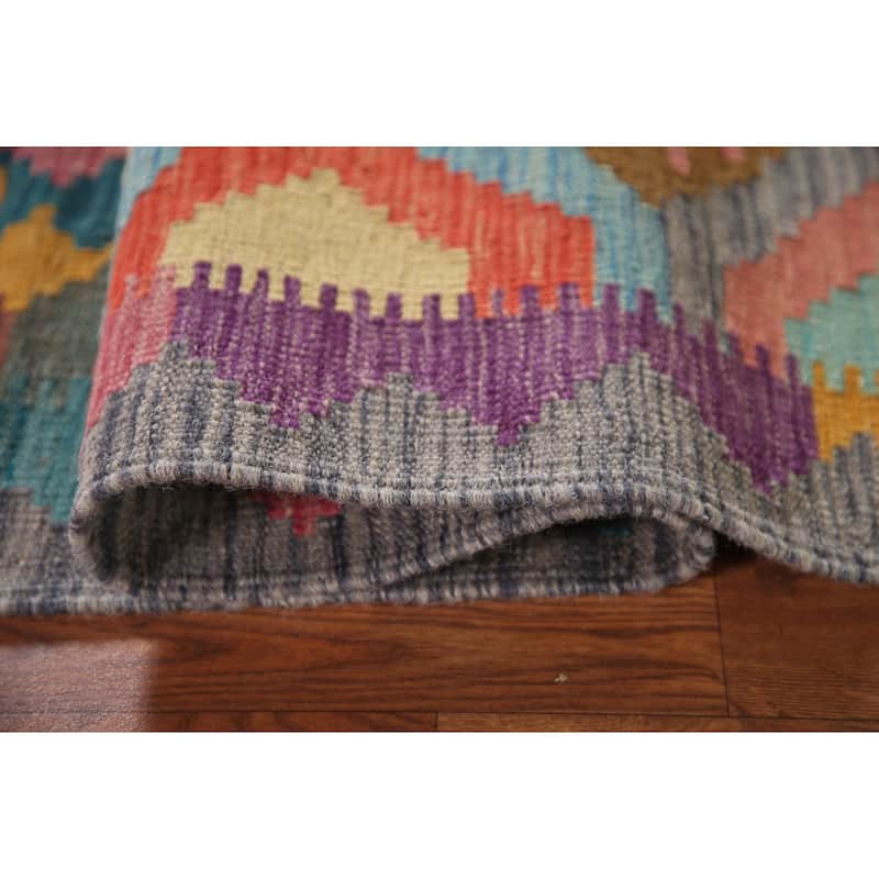 Reversible Kilim Oriental Runner Rug Flatweave Wool Carpet - 2'1"x 6'7"