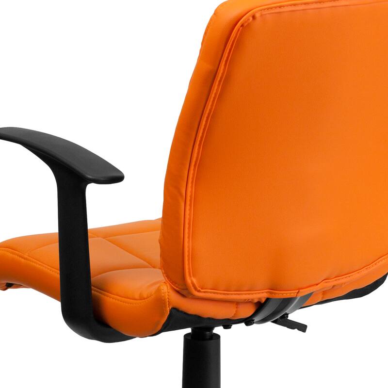 Mid-Back Quilted Vinyl Swivel Task Office Chair with Arms