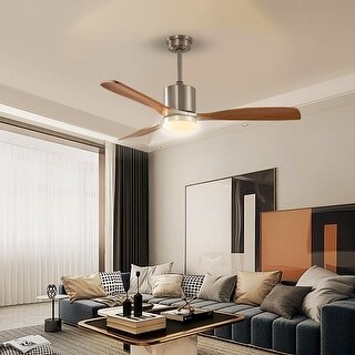52 in. LED Indoor Brushed Nickel Ceiling Fan with Remote Control - Nickel sand