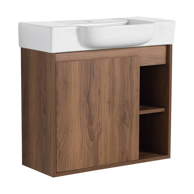 24'' Wall-Mounted Bathroom Vanity with Ceramic Sink