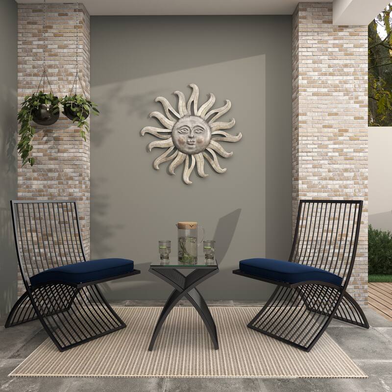 Black, Gold or Silver Metal Indoor Outdoor Hanging Dome Wall Planter with Chain (Set of 2)