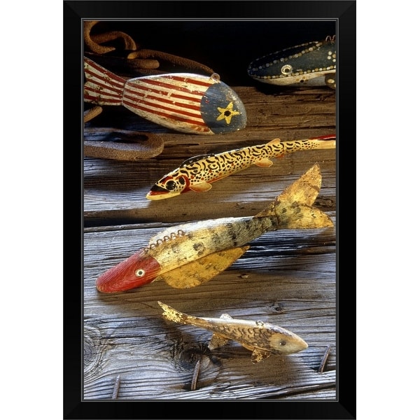 "Antique fishing lures" Black Framed Print