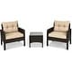 preview thumbnail 1 of 4, 3-piece PE Rattan Wicker Outdoor Patio Furniture Set Brown