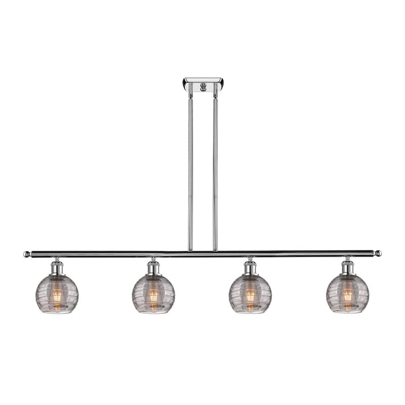 Innovations Lighting 516-4I 9 48 Athens Deco Swirl Chandelier Athens - Polished Chrome / Light Smoke Deco Swirl