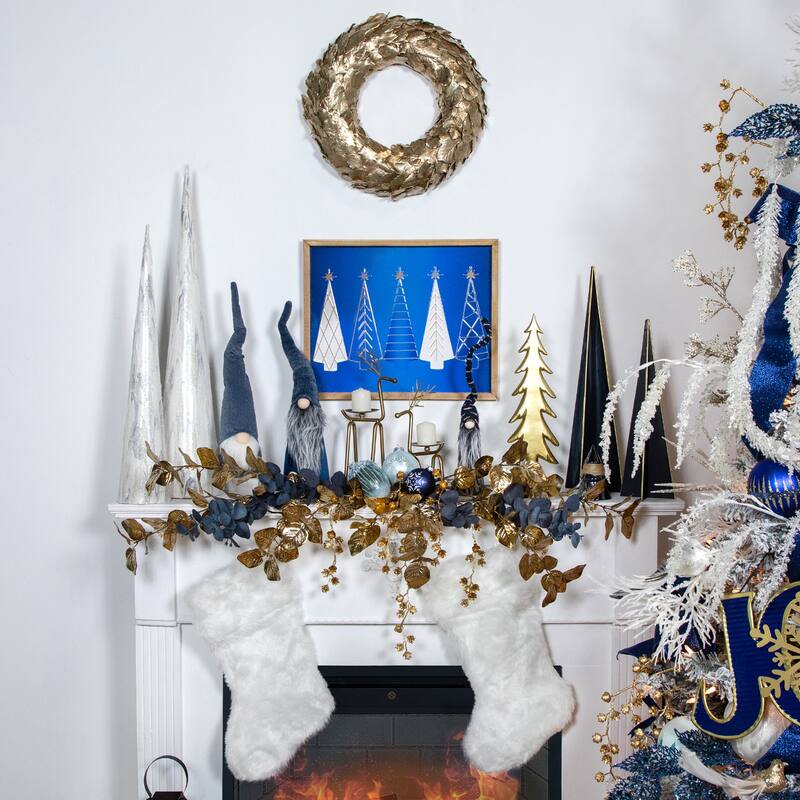 4.5" Blue Glittered Mercury Glass Pine Cone Christmas Ornament