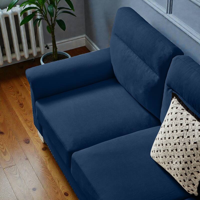 82 Inch Modern 3 Seater Sofa with Snowfleece Fabric, Compressed Upholstered Couch for Living Room Bedroom