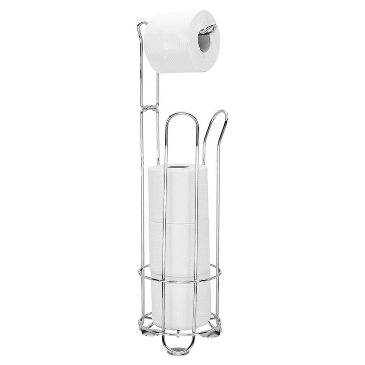 Meuble Rangement Papier Toilette Sur Roulettes – Armoire Étroite Blanche Avec Étagères & Porte Brosse WC, Idéal Petite Salle De Bain