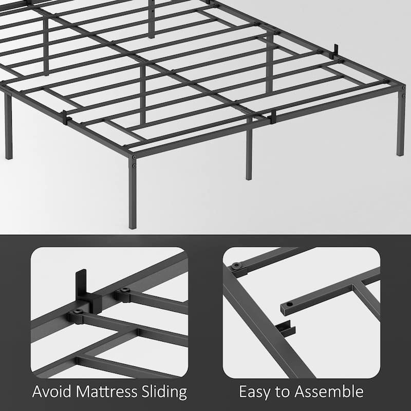 Bed Frame with Steel Slat Support