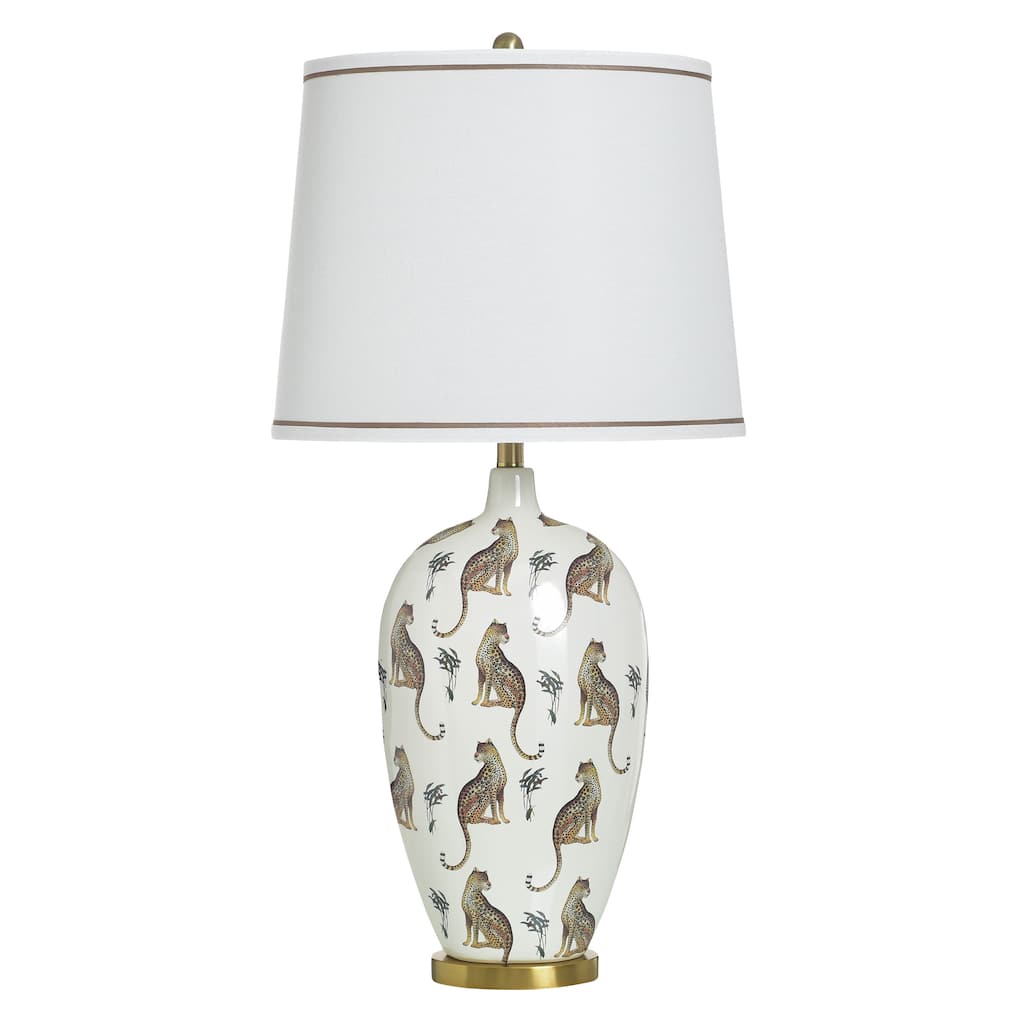 StyleCraft Ceramic Table Lamp - Cheetah Gold - White Shade
