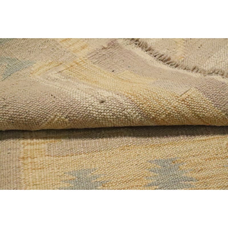 Hand Woven Oriental 100% Wool Carpet Southwestern Tribal Yellow & Gold Kilim Area Rug - 5' 1'' X 3' 1''